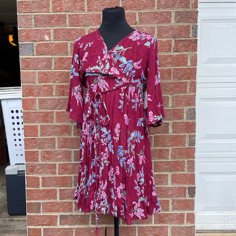 Floral Maroon Altar'd State Dress Size Medium
